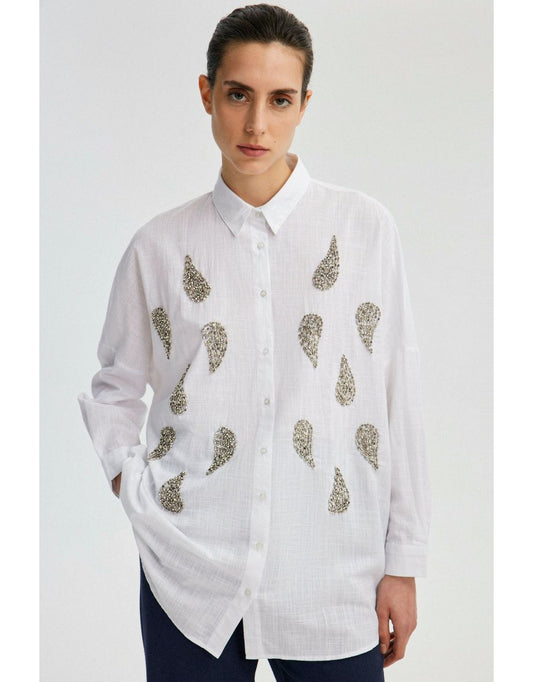 Camicia oversize con ricamo