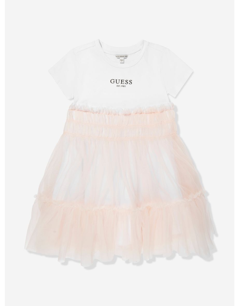 Vestito da bambina in tessuto misto rosa