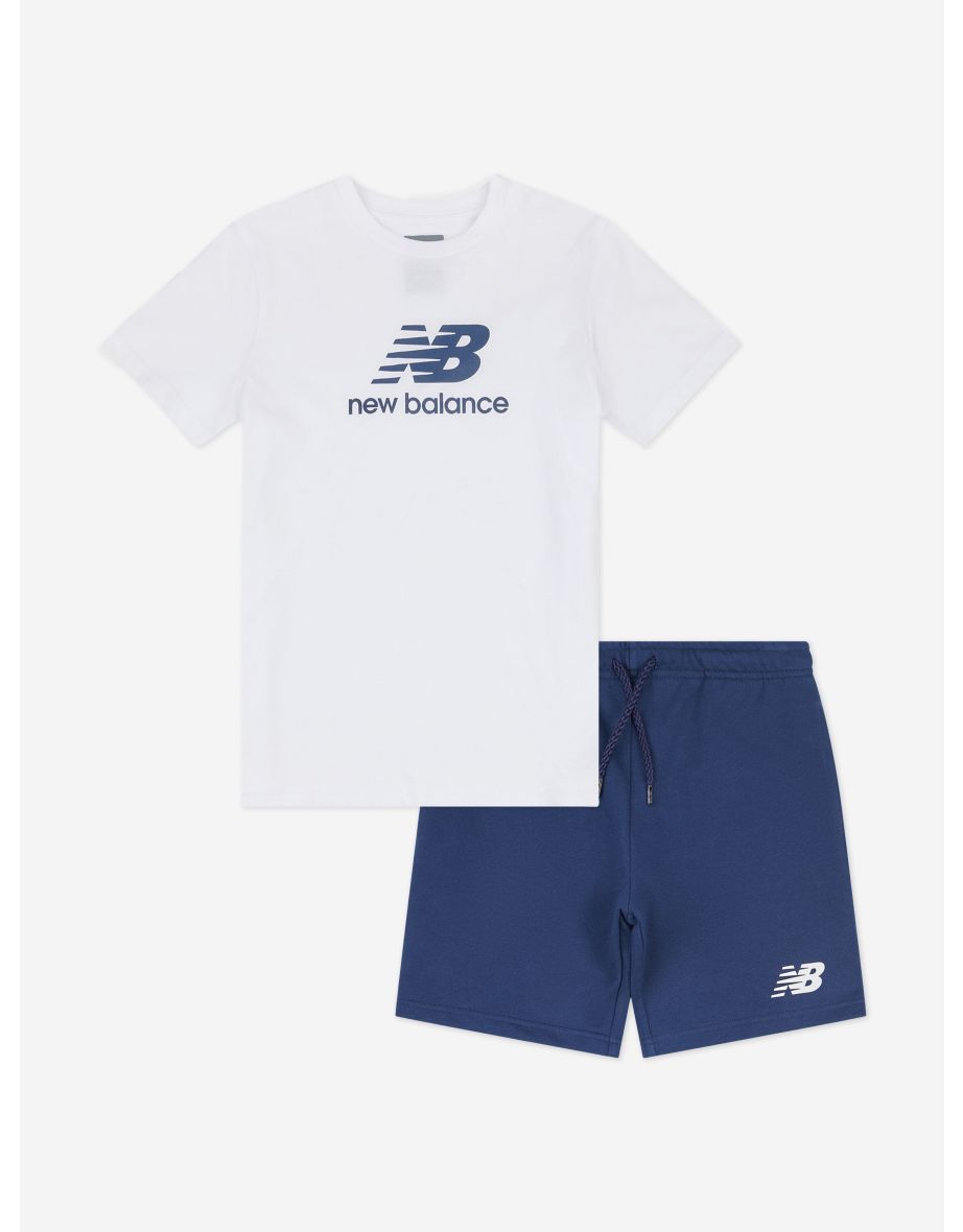 New Balance Boys' Stacked Logo Short Set - White