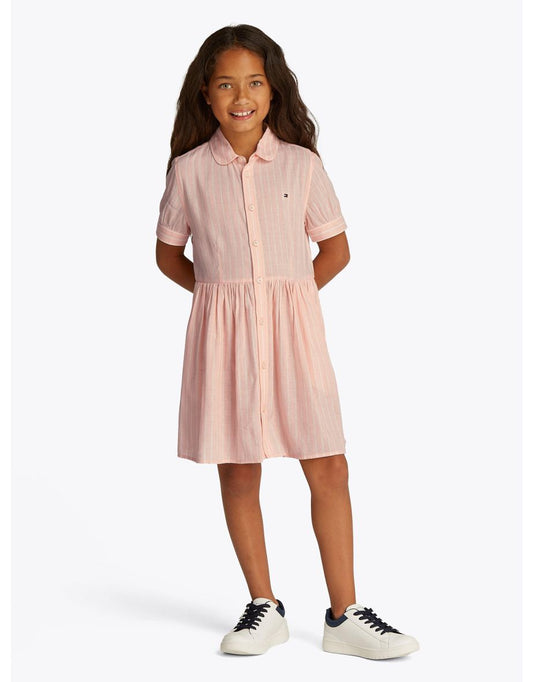 Vestido de camisa listrada rosa para meninas