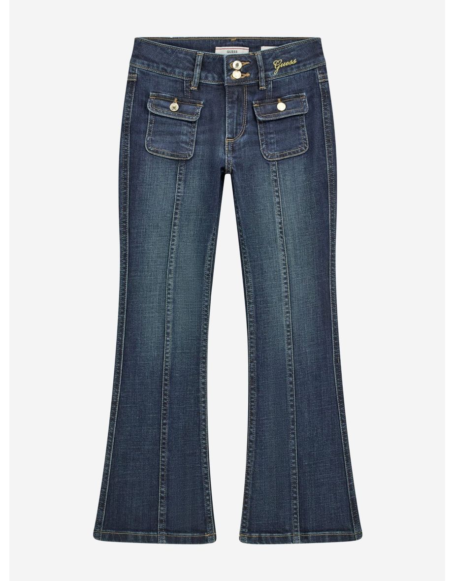 Jeans comodi da bambina in denim Bootcut blu