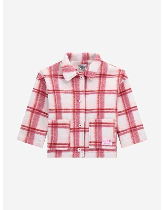Chaqueta de tela de cuadros rosa para niña