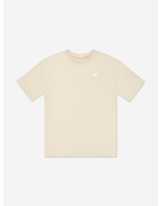 Maglietta jersey beige da ragazzo con logo piccolo