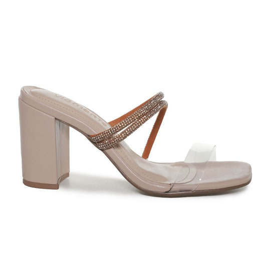 Women's Shiny Block Heel Vinyl Sandals by Via Marte