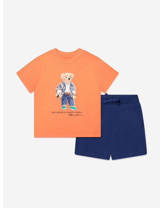 Conjunto de shorts laranja para bebês meninos