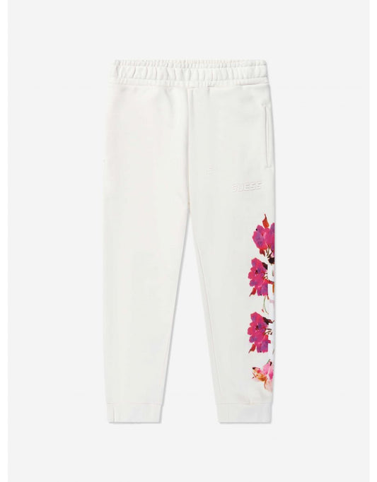 Joggers bianchi floreali per ragazze