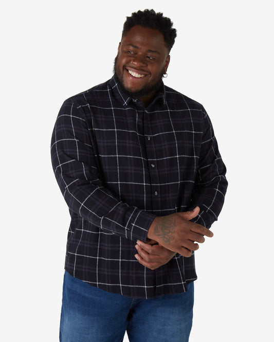 Camicia a quadri nera a maniche lunghe da uomo Plus Size di Allman per Riachuelo