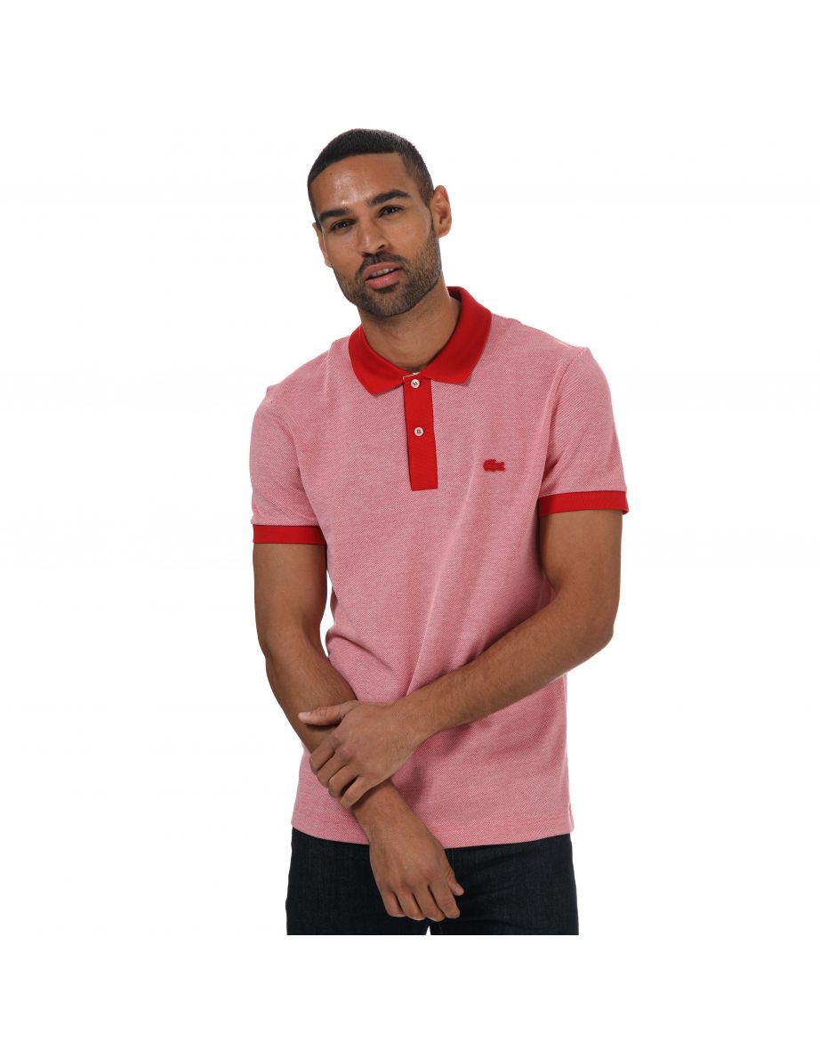 Men's Lacoste Regular Fit Textured Cotton Piqué Polo Shirt - Red
