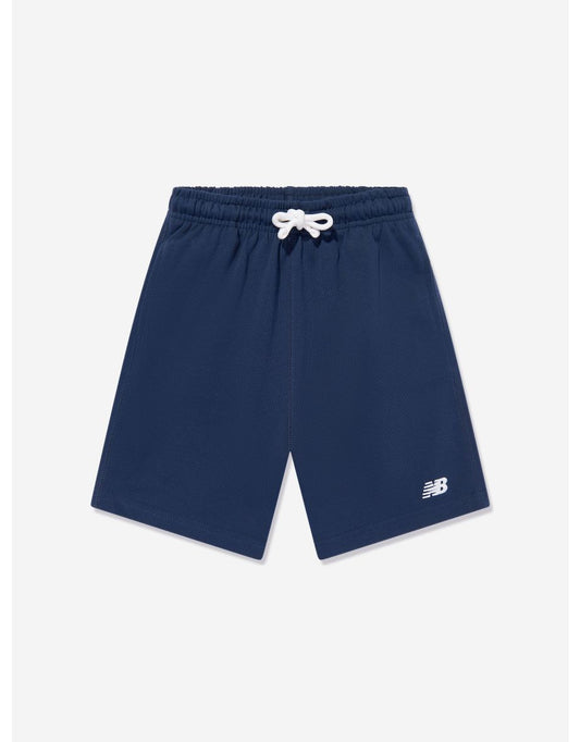 Pantalones cortos New Balance de felpa para niños con logotipo pequeño en azul marino