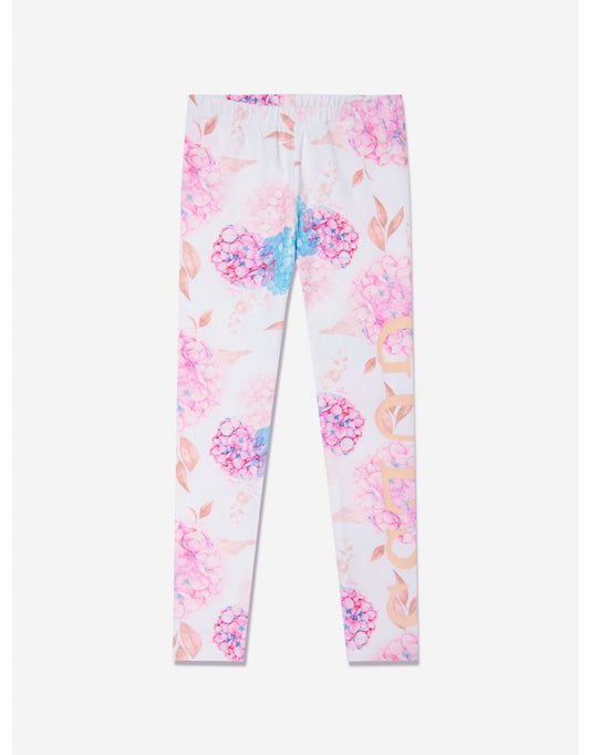 Leggings bianchi floreali da bambina
