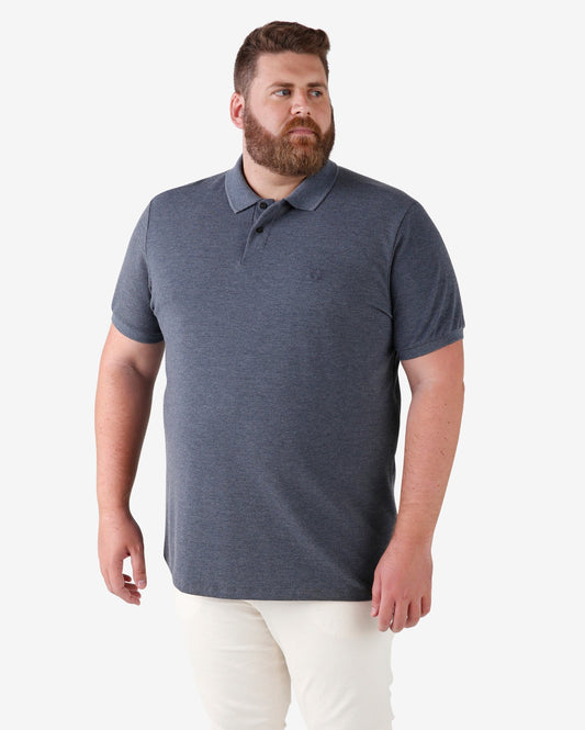Men's Plus Size Basic Polo Shirt with Embroidery in Gray | Pool Basics
