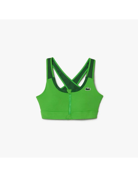Bralette Lacoste Sport Donna Zipped Color Block Stretch in Verde