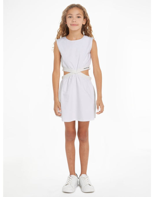 Vestido de fita minimalista Calvin Klein Girls' em branco