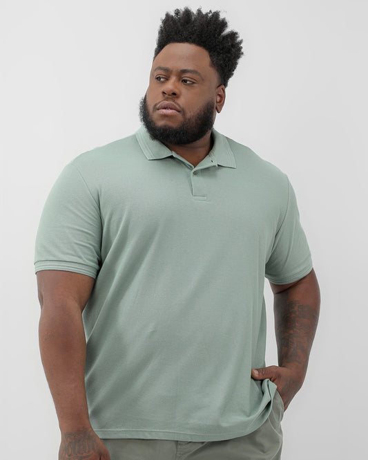 Camisa polo verde de manga curta para homens plus size Original Plus by Riachuelo
