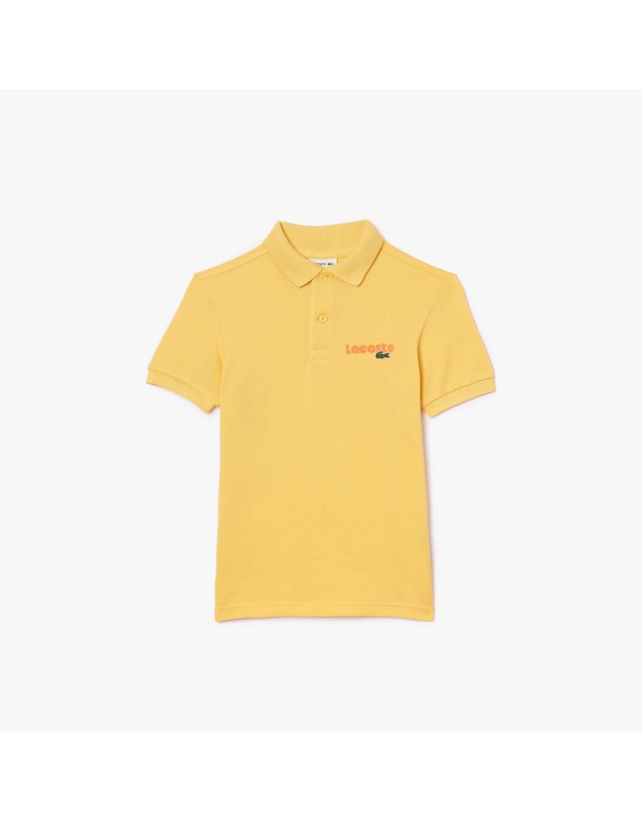 Polo Lacoste Juniors stampata in piqué da ragazzo - Giallo