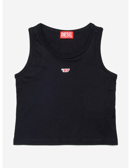 Top negro sin mangas para niña con logotipo D
