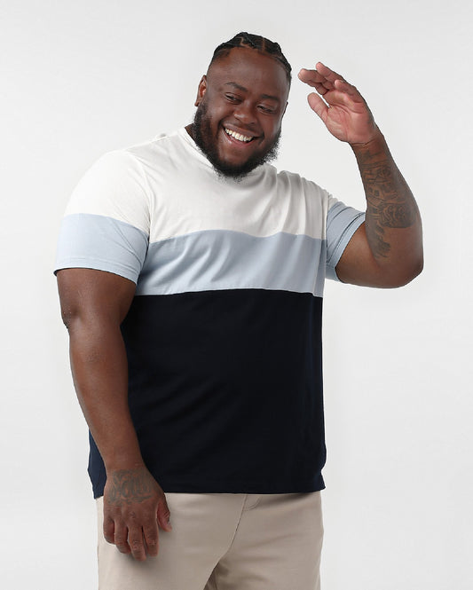 Camiseta masculina azul listrada plus size Original Plus by Riachuelo