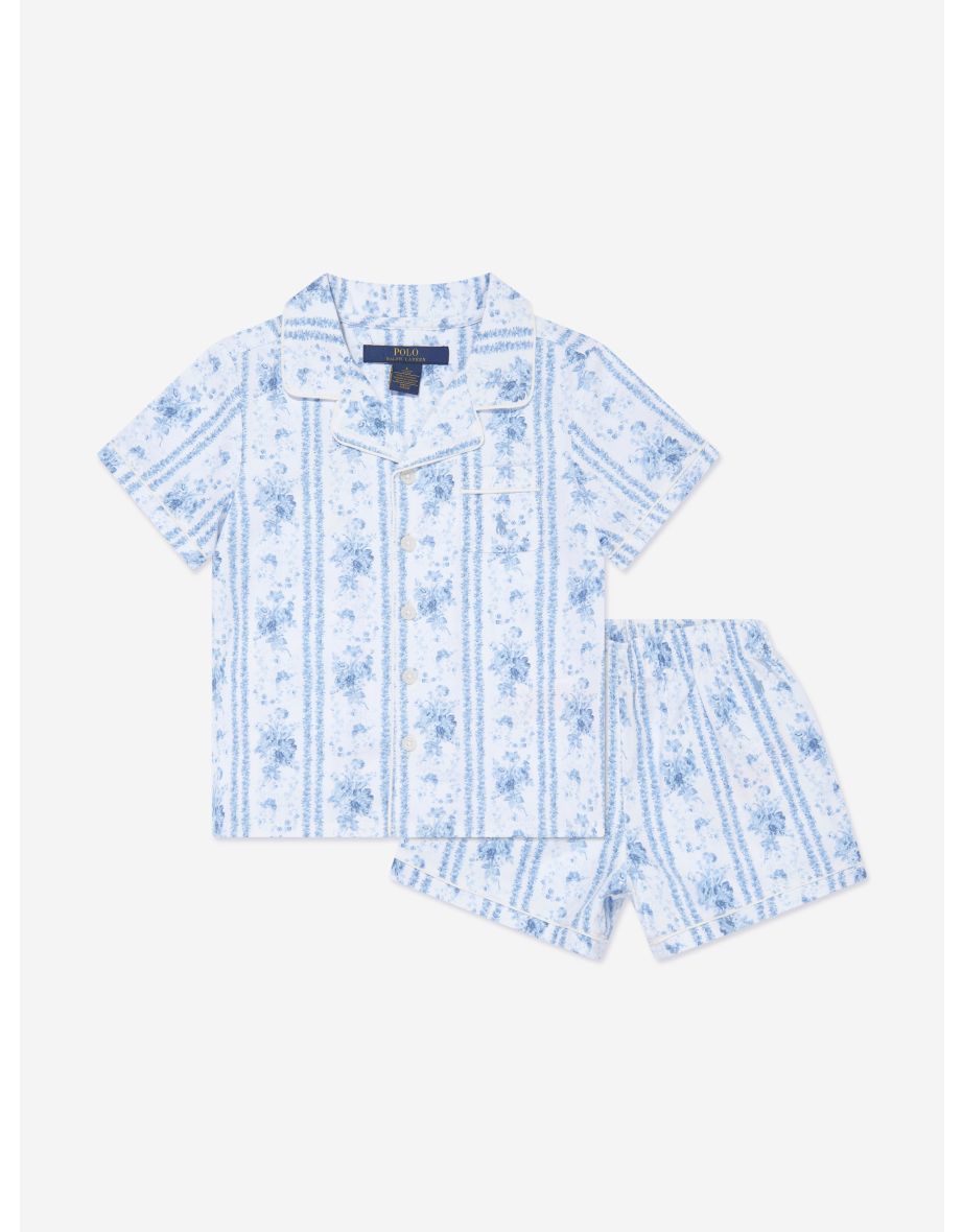 Conjunto de pijama corto azul para niña