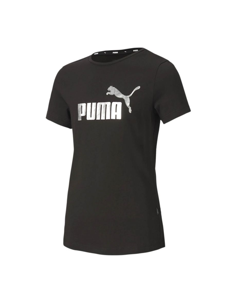 Camiseta deportiva para niña Puma Essentials+ Logo en negro/plata