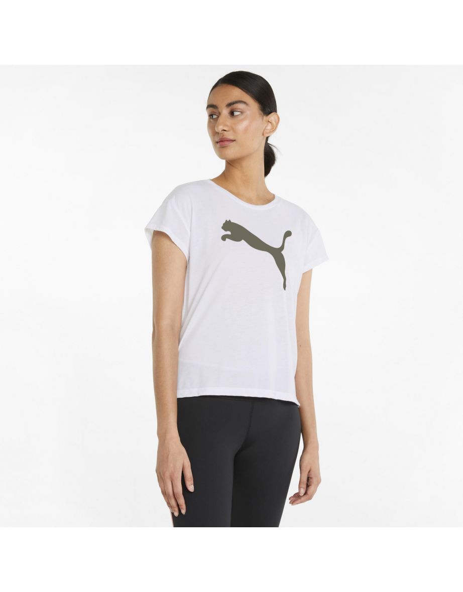 Maglietta sportiva moderna in bianco e verde scuro di Puma