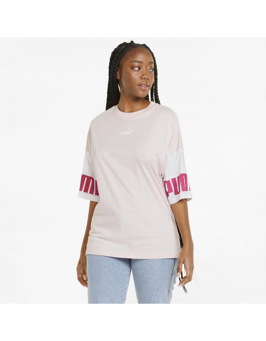Puma Power - Maglietta colorblock rosa gesso