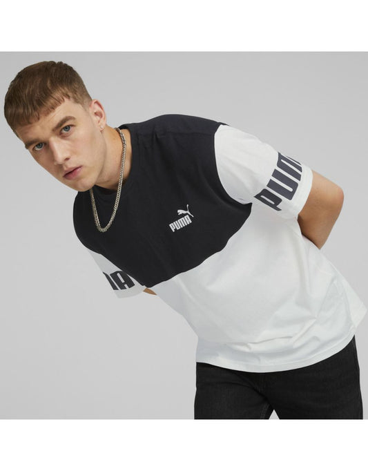 Maglietta Puma Power Colorblock in bianco