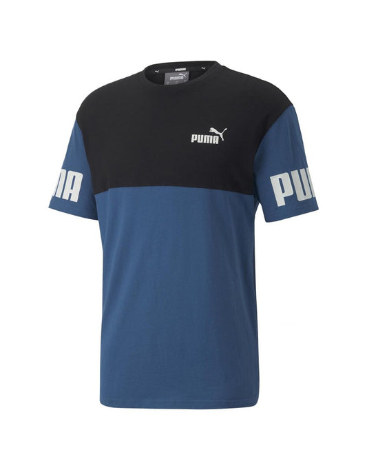 Camiseta Puma Power Colorblock em azul lago