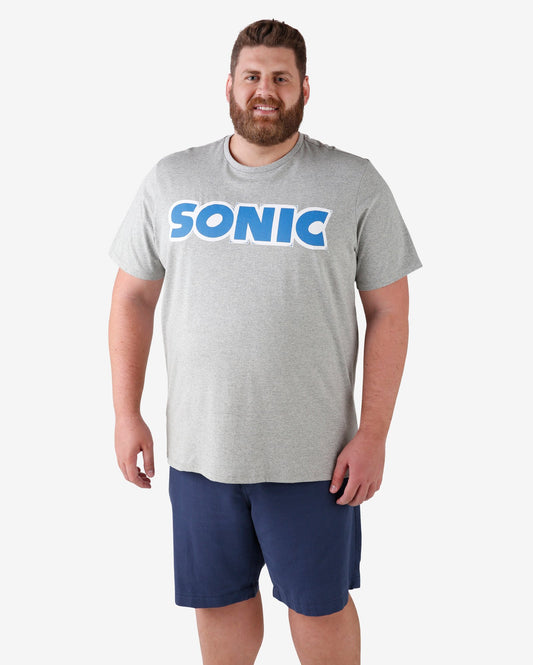 Camiseta Sonic Plus Size - Cinza-claro