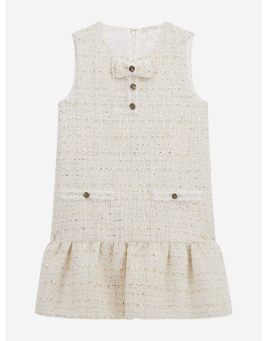 Vestito da bambina in tweed beige