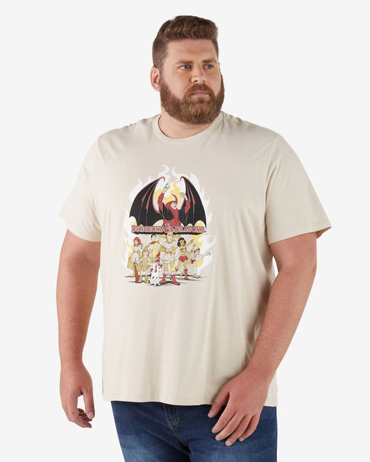 Men's Plus Size Short Sleeve T-Shirt Caverna Do Dragão Khaki