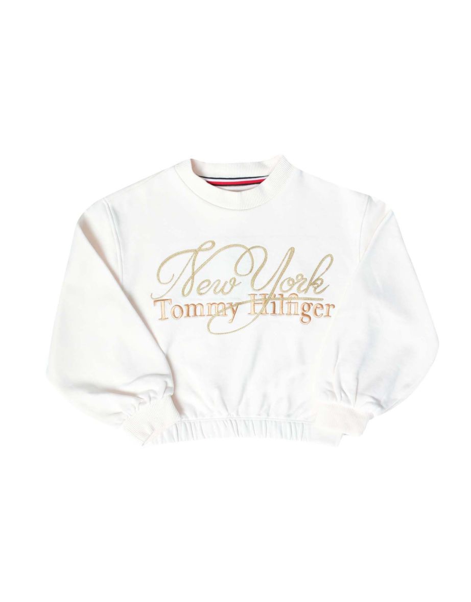 Sudadera blanca New York Script de Tommy Hilfiger para niña