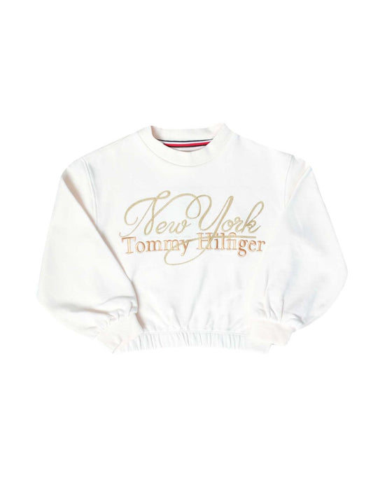 Sudadera blanca New York Script de Tommy Hilfiger para niña