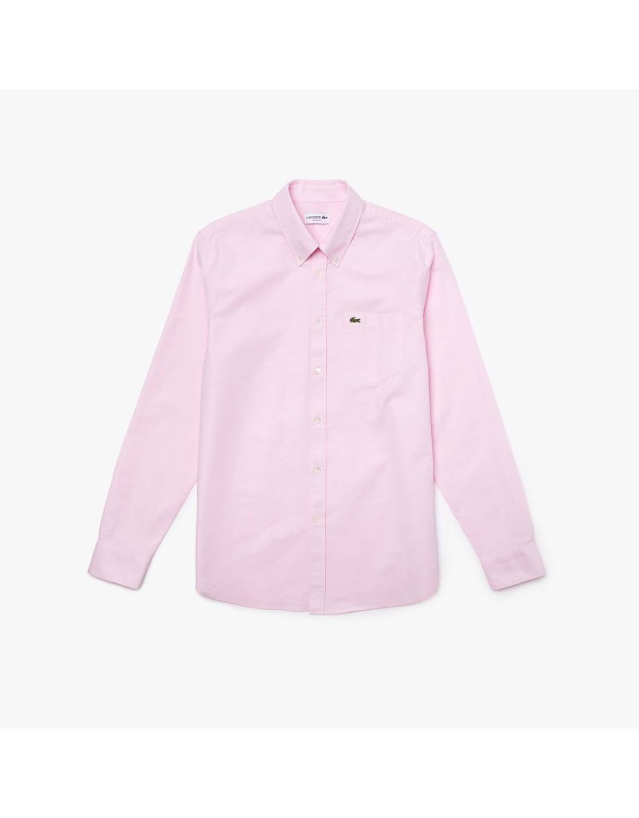 Camisa masculina Lacoste Regular Fit Pink Oxford