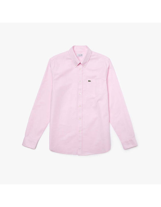 Camisa masculina Lacoste Regular Fit Pink Oxford