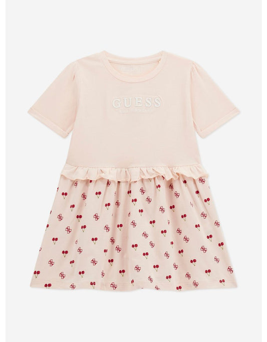 Vestido de malha elástica rosa para meninas