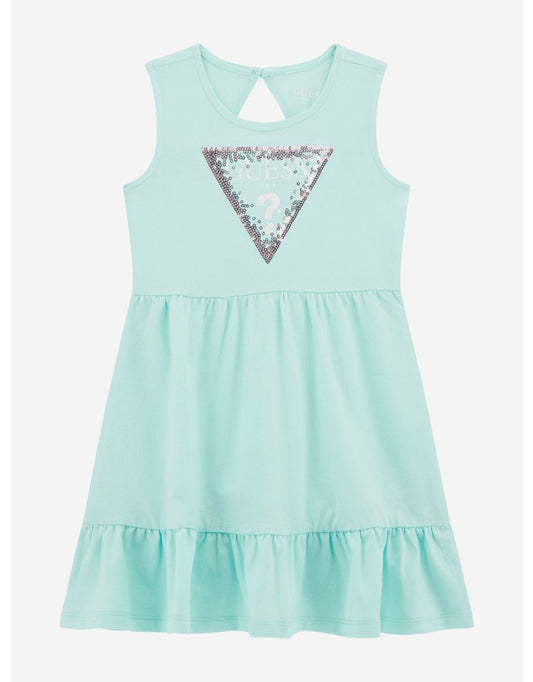 Vestido com logotipo sem mangas para meninas em verde