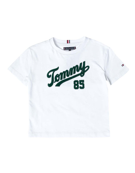 Camiseta Tommy Hilfiger Collegiate Organic Cotton para menino, branca