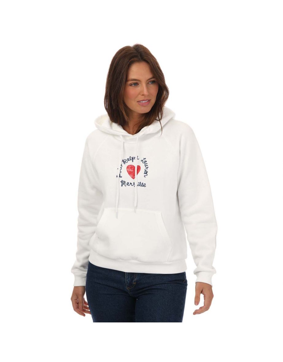 Felpa con cappuccio con logo cuore bianco Ralph Lauren Donna