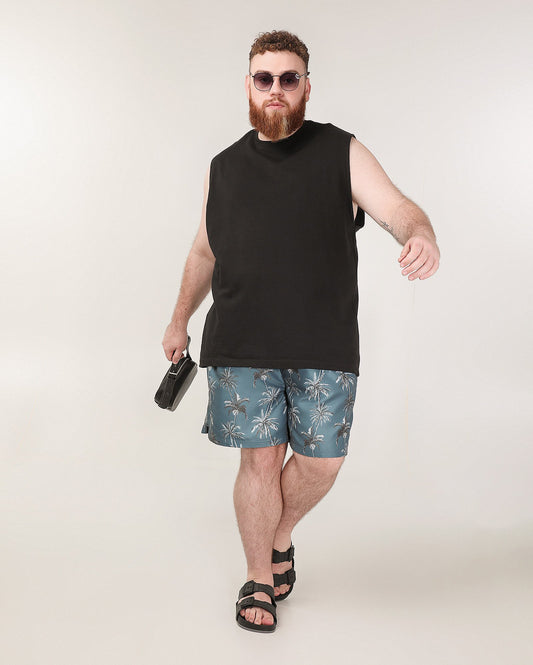 Calção de banho masculino plus size azul Palm Tree | Original Plus by Riachuelo