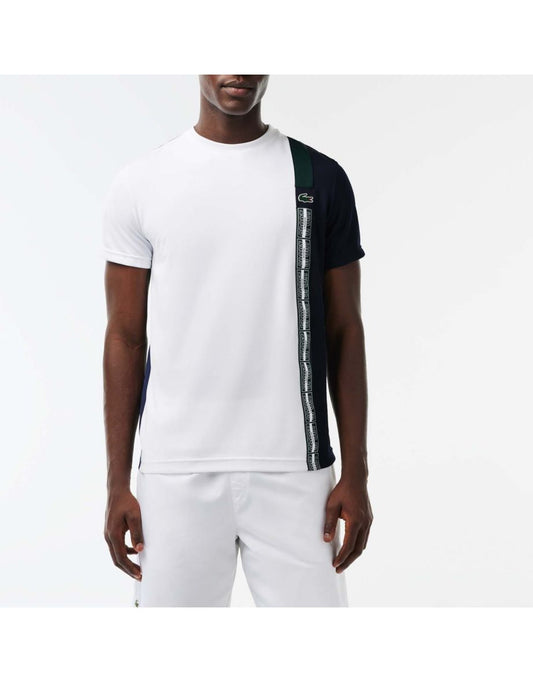 Camiseta masculina Lacoste Regular Fit Tennis feita de tecido reciclado