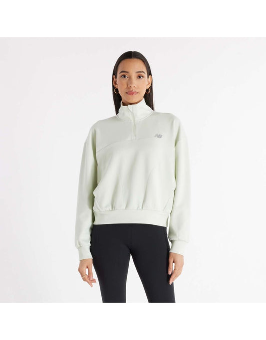 Top donna New Balance Tech Knit Oversized 1/4 Zip - Verde
