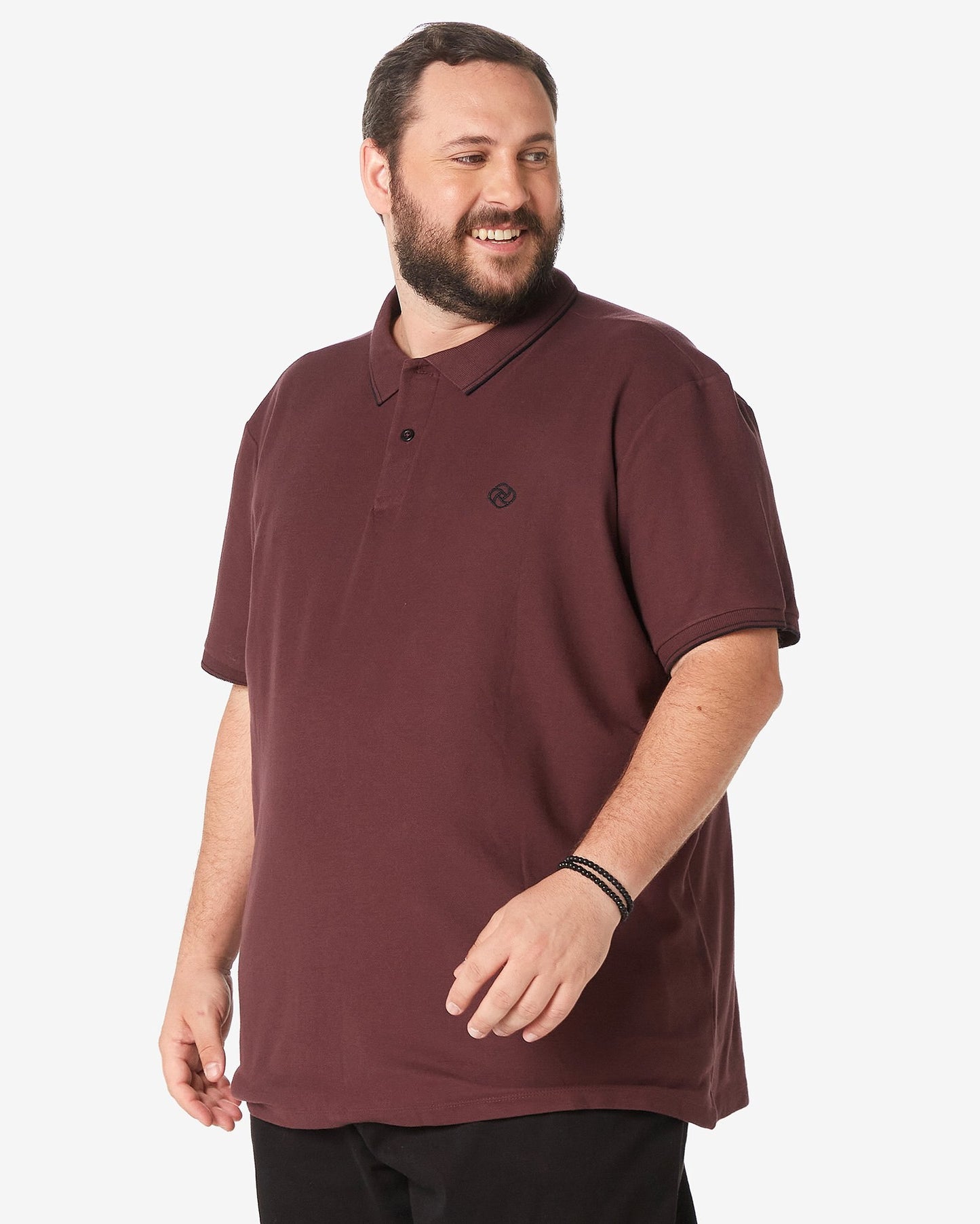 Men's Plus Size Short Sleeve Polo Shirt in Eggplant Purple by Allman By Riachuelo