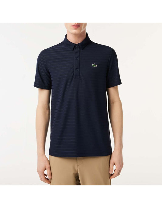 Camisa polo de golfe masculina Lacoste Sport texturizada e respirável - Azul