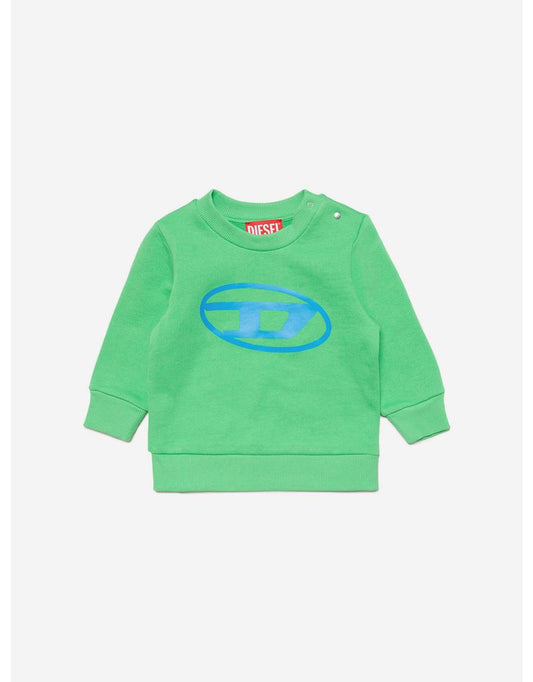Felpa verde bambino con stampa logo