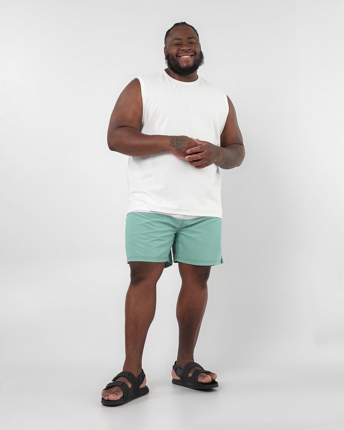 Men's Plus Size Multicolor Striped Tactel Shorts - Light Green | Original Plus By Riachuelo
