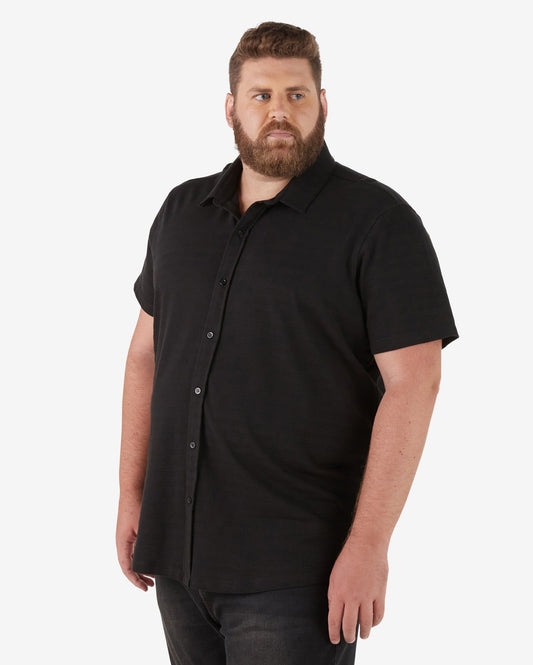 Men's Plus Size Casual Black Striped Shirt
