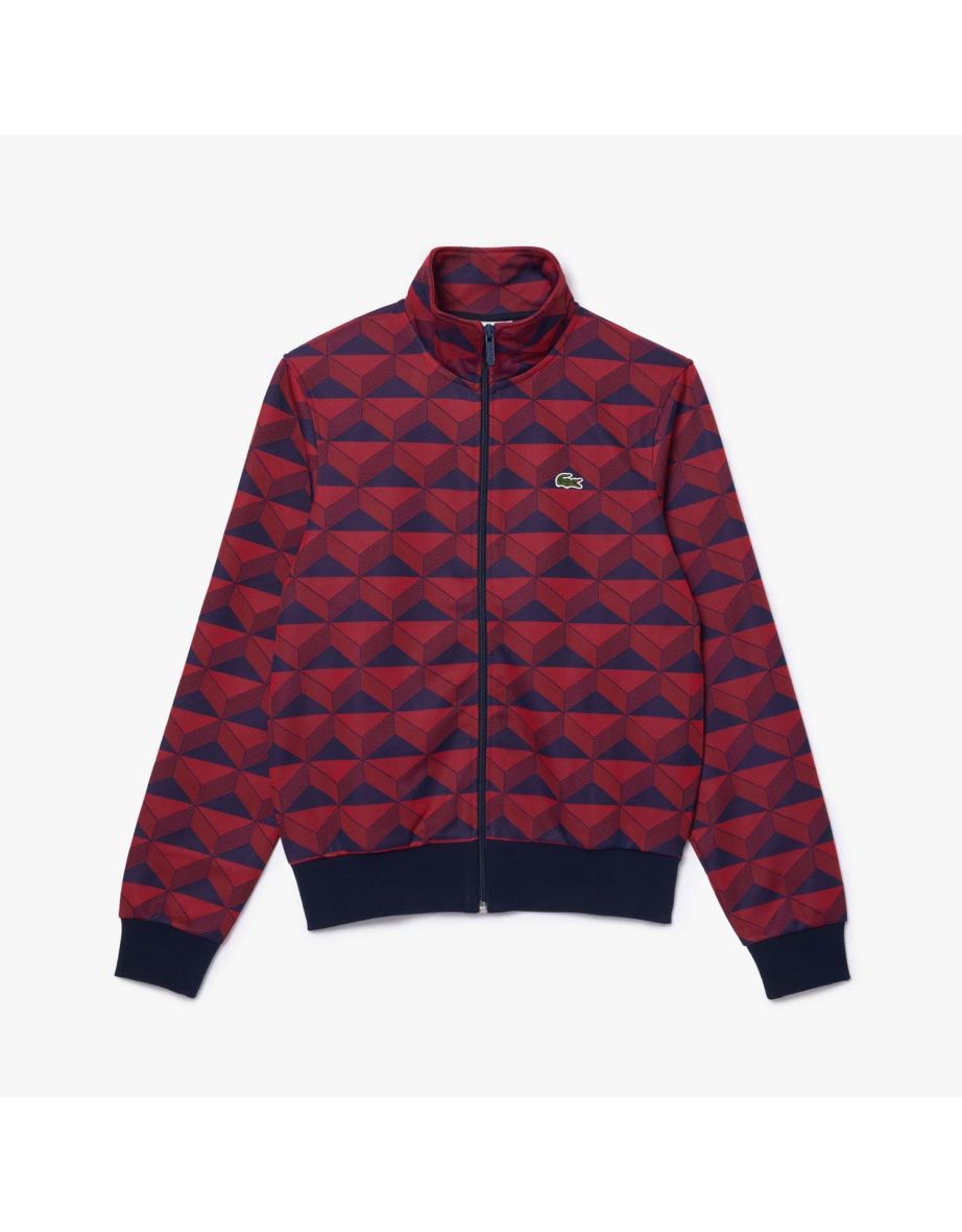 Jaqueta masculina Lacoste Robert George com padrão jacquard e zíper