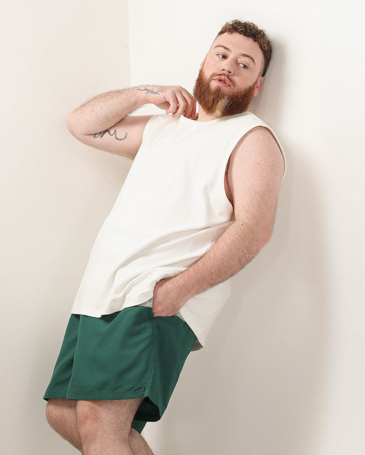 Calção de banho masculino plus size de listras verdes com cordão | Original Plus by Riachuelo