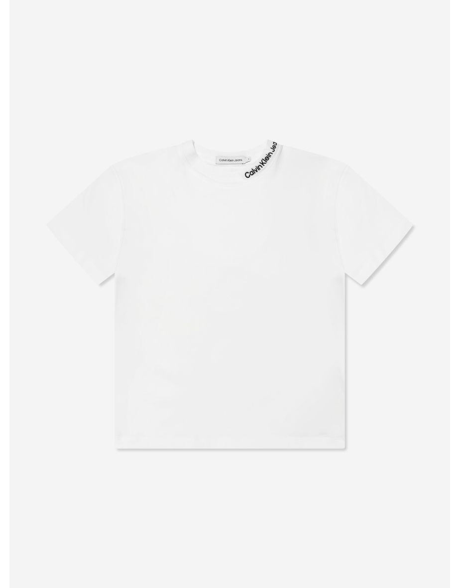 Maglietta Calvin Klein Boys Intarsia Relaxed Fit - Bianco