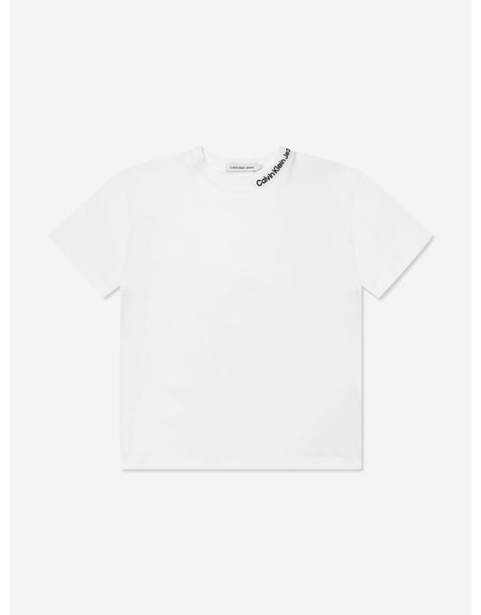 Maglietta Calvin Klein Boys Intarsia Relaxed Fit - Bianco